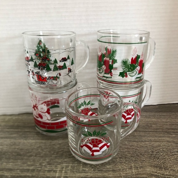 Vtg Festive Holiday Glass Mugs - Picture 13 of 14